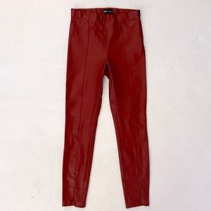 Zara Burgundy Faux Leather Pants